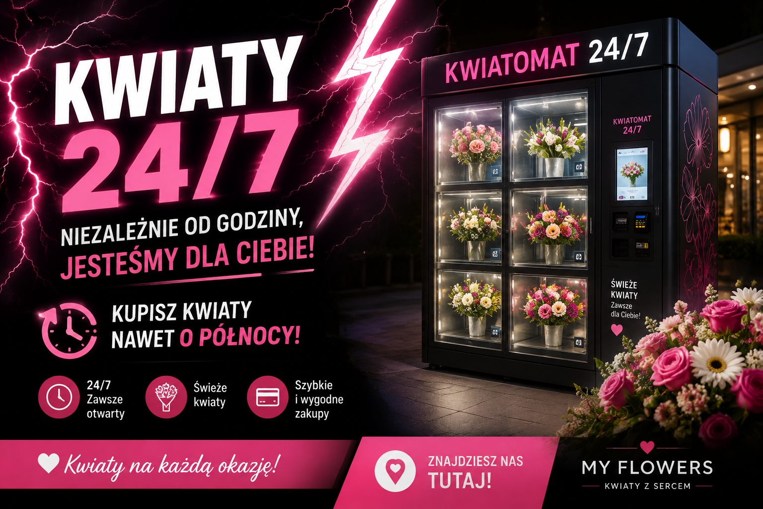 Kwiaty 24/7 — kup kwiaty nawet o północy